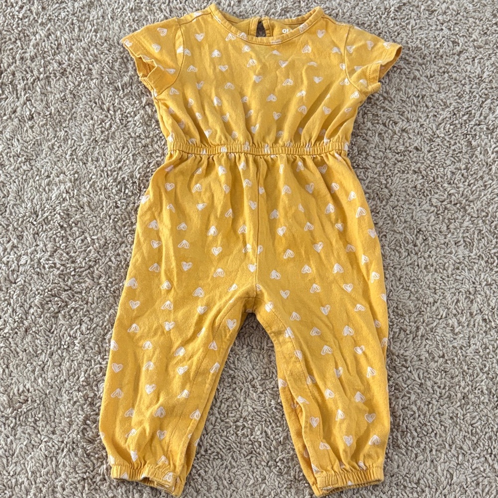 Old Navy Yellow Heart Print Kids One Piece